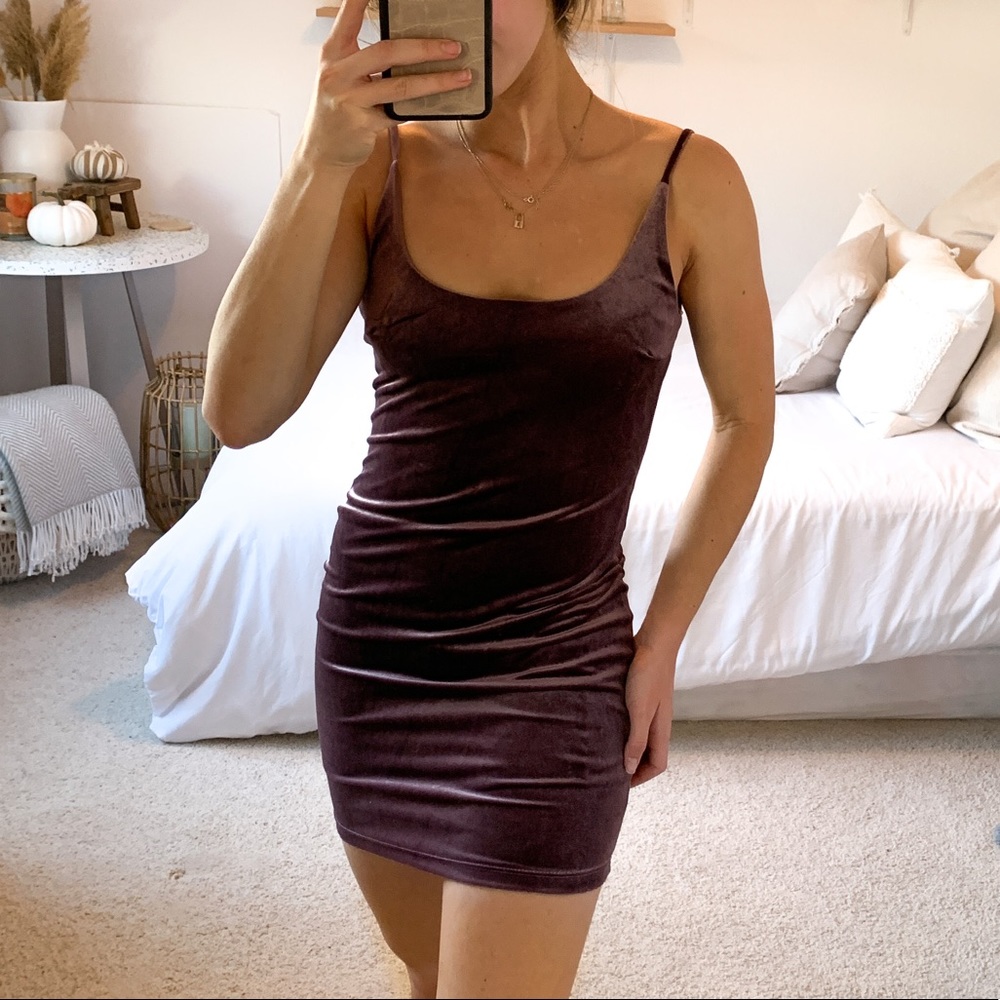 Velvet Mini Dress Plum Color